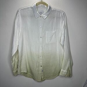 Rails Ellis Blue Mint Dip Dye Button Down Long Sleeve Chest Pocket Gauze Shirt